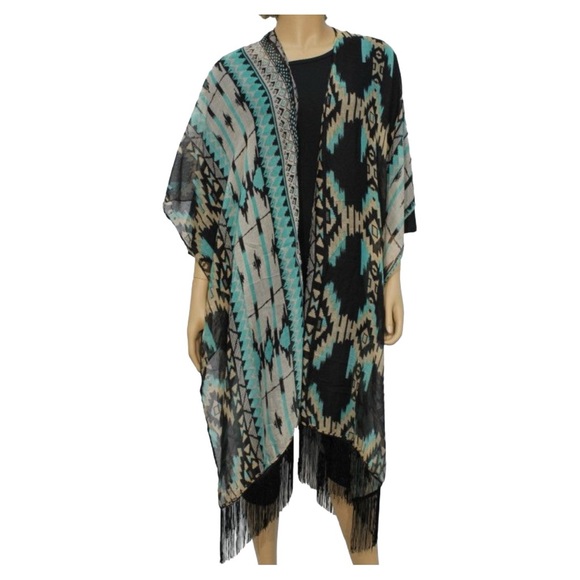 NWT chic boho geometric shawl wrap one size - Picture 1 of 13